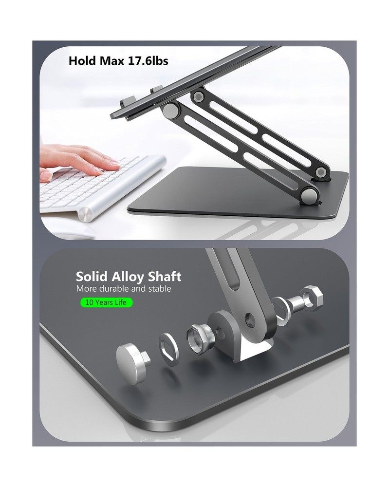 Adjustable Foldable Aluminum Laptop Stand for Desk Ergonomic Computer Riser Adjustable Foldable Aluminum Laptop Stand for Desk Ergonomic Computer Riser
