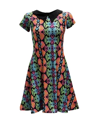 Robe Patineuse Verte Imprimé Léopard - Col, Style Gothique, Fait Main Au Royaume-Uni