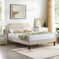 VECELO Upholstered Metal Bed Frame w/ Adjustable Headboard Twin/Full/Queen Size