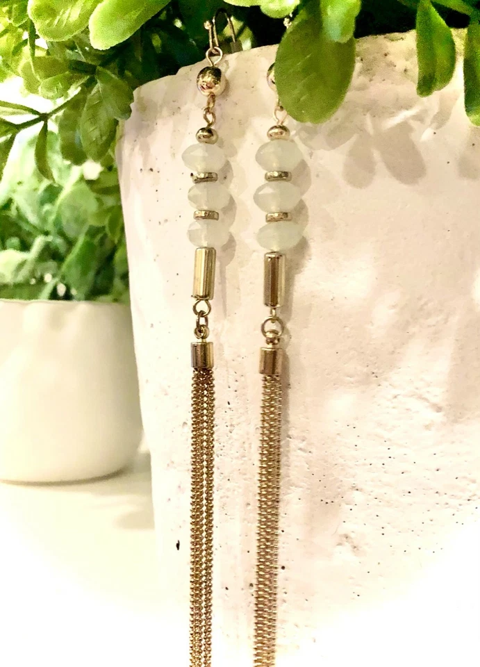 Pendientes colgantes de borla de piedra Lucite Banana Republic para mujer nuevos con etiquetas 45 Foto 4 de 4