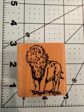 Vintage Full Body Lion With Large Mane Wooden Rubber Stamp