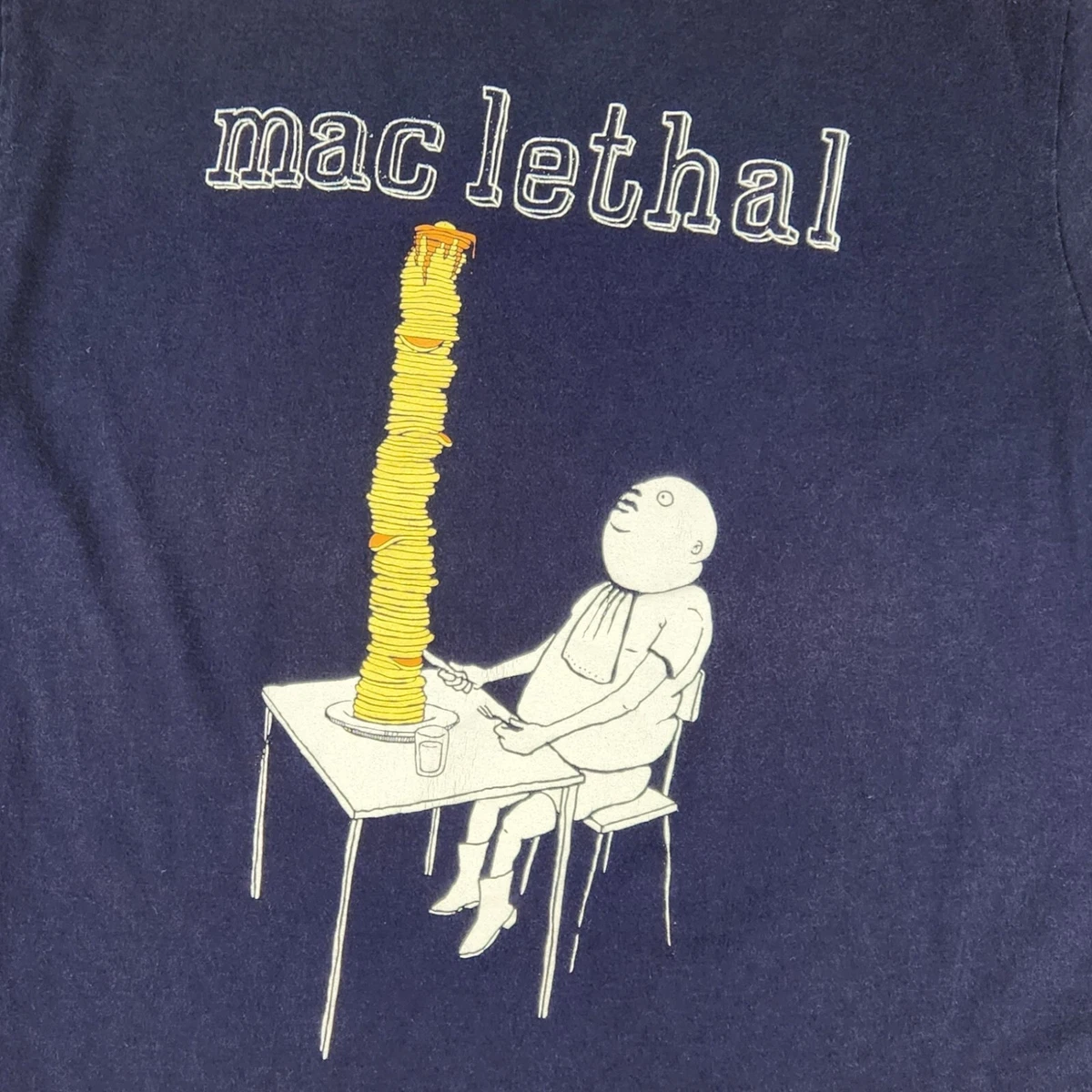 Mac Lethal Graphic Tee Adult Large Blue T Shirt Music Rapper Pancakes | eBay