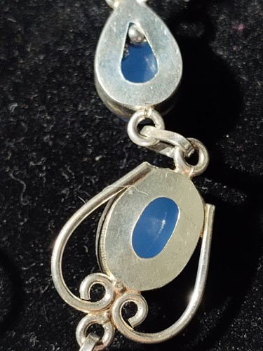 Blue Chalcedony, Sapphire Gemstone 9.25 Sterling Silver Necklace 18" - Picture 7 of 10