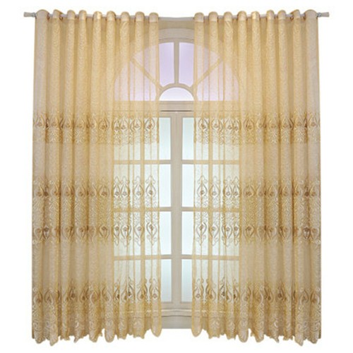 European Floral Embroidery Curtain Voile Sheer Tulle Curtain for Window 2 Panels - Picture 1 of 37