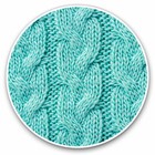 2 x Vinyl Stickers 20cm - Blue Green Knitted Material Cool Gift #2584