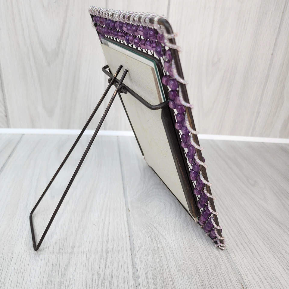Marco de fotos caballete para marco de fotos 5x7 púrpura cuentas hippie boho elegante marco de 8x10 Foto 4 de 4