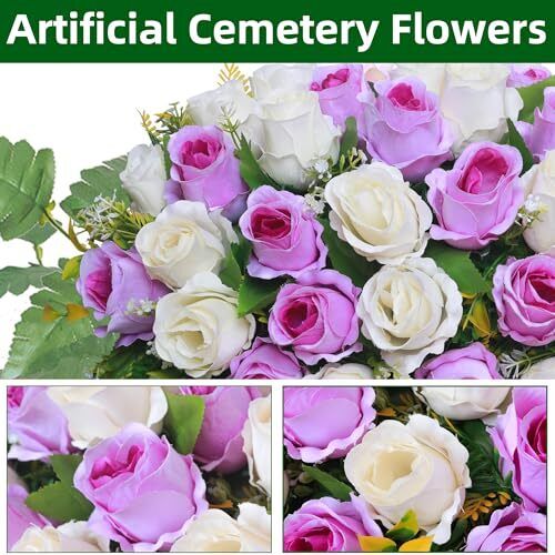 Artificial Cemetery Flower Saddles Rose Headstone Flower Saddle Outdoor Grave - Picture 5 of 7