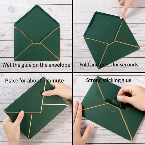 100 Pack A7 Envelopes 5 x 7 Card Envelopes V Flap Envelopes with Gold Border ... - 第 3/7 張圖片