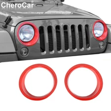 Red Front Headlight Lamp Cover Trim For Jeep Wrangler JK JKU 2007-17 Accessories