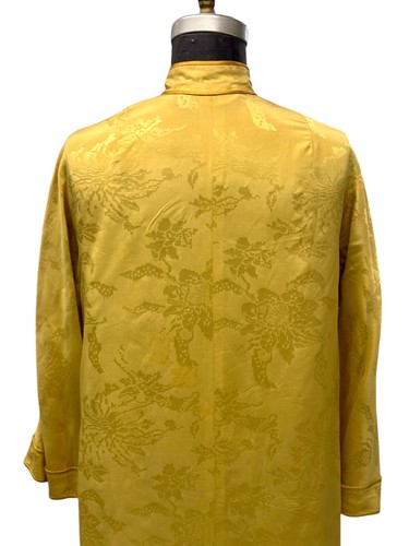 1950s Vintage Chinese Yellow Silk Dress/ /Robe Small Made In British Hong Kong - Picture 6 of 9