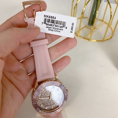 Michael Kors MK6854 Runway Three-Hand Blush Silicone Watch  display picture 1