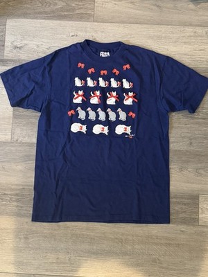 Vintage Vicky Kirkland Cat Bow T Shirt XL Navy Hanes Beefy-T Made In USA
