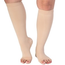 Plus Size Compression Socks for Women and Men 15-20mmHg Open 6X-Large, Beige