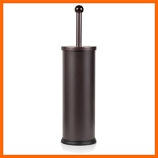 Rust Resistant Bronze Toilet Brush Holder with Lid Perfect Bathroom Bowl Clea...