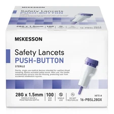 McKesson Safety Lancet 28 Gauge Needle 1.5 mm Depth 1 Box(s) 100 /Box