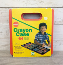 Vintage Prang Crayon Case with 64 Non-Toxic Crayons 1970s