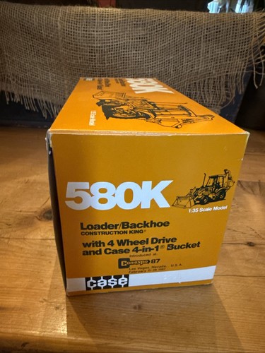Vintage 1980s NIB Conrad Case 580K Loader Backhoe 4-in-1 1:35 Diecast Model -NEW - Picture 8 of 9
