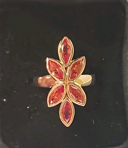 Timna Lab Created Marquise Cut Padparadscha Sapphire Copper Ring Size 8 COP775 - Picture 1 of 8