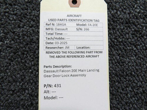 431 Dassault Falcon 20E Main Landing Gear Door Lock Assembly - Picture 8 of 8