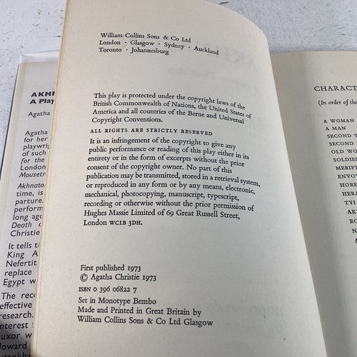 Agatha Christie Akhnaton a Play in Three Acts 1973 HC DJ - Foto 8 di 11