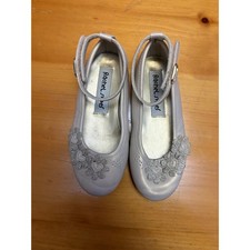 Rachel Shoes Maggi Girls White Pearl Glitter Flower Mary Jane Dress Flats 11M