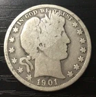 1901-O Barber Silver Half Dollar, G/VG Scratches. STC! B148