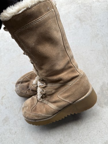 REPORT ICON Y2K Suede Sleigh Faux Fur Lace Up Boots Womens 8.5 *DISTRESSED* - Picture 7 of 12