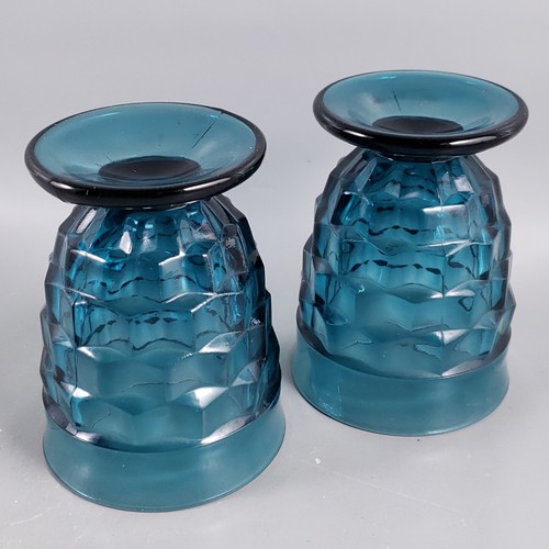 Vintage INDIANA COLONY WHITEHALL RIVIERA BLAU Würfel Champagner Becher Glas SET - Bild 14 von 14