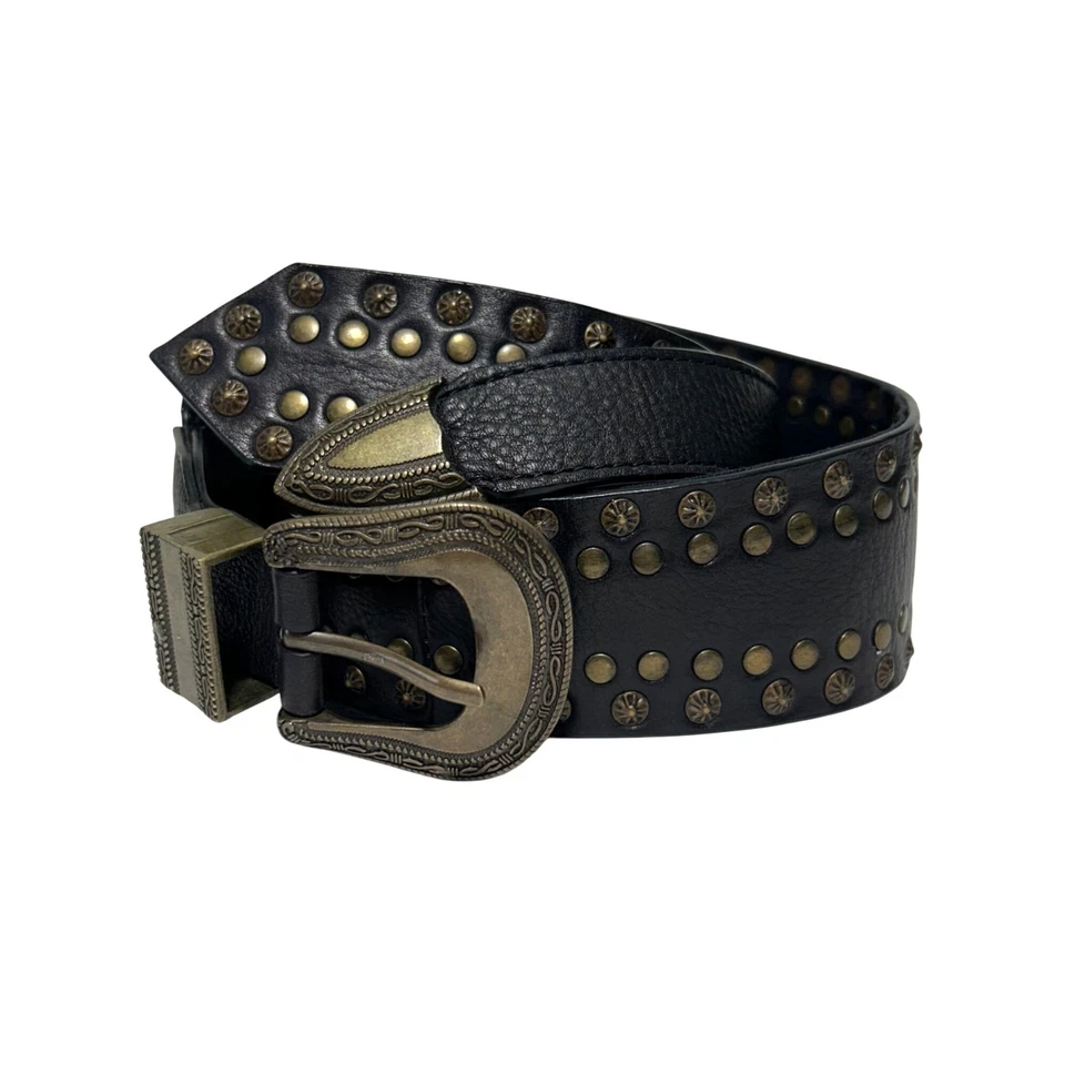 Cinturón Free People Mujer Talla M Ingrid Tachonado Cuero Negro Foto 2 de 4