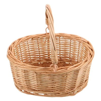 Cesta de boda decorativa rústica reutilizable beige tejida flor niña - Imagen 1 de 4