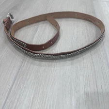 Streets ahead Leather Belt studded tan brown Silver tone hardware