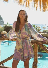 Nine Lives Bazaar ~ Bahamas Tunic in Cuba Mini Dress with Tie ~  AU 14 US 10