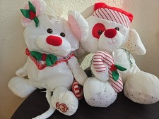 Lot of Two Vintage Fisher-Price 1987 1990 Christmas Puffalump Mouse  Puppy
