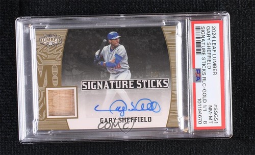 2024 Leaf Lumber Signature Sticks Gold 1/1 Gary Sheffield #SS-GS1 PSA 8 Auto