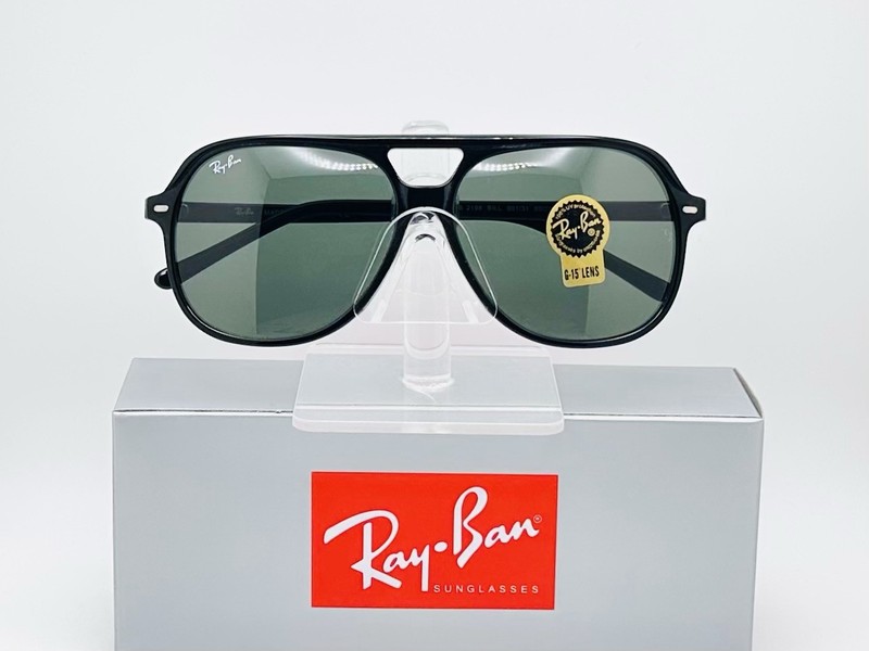 Ray-Ban BILL 60mm Unisex Square Sunglasses - Black Frame/ Green G-15 Lens RB2198