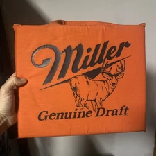 Vintage Blaze Orange Miller Genuine Draft  Deer Hunting Seat Cushion, Rare!