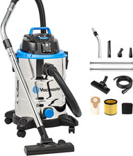 Aspirapolvere Solidi e Liquidi 1500W 30Litri Acciaio Inox con Funzione Soffiante