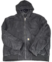 Carhartt J130-M Sz 4XL Black Loose Fit Duck Active Jacket Hooded Work Thinsulate