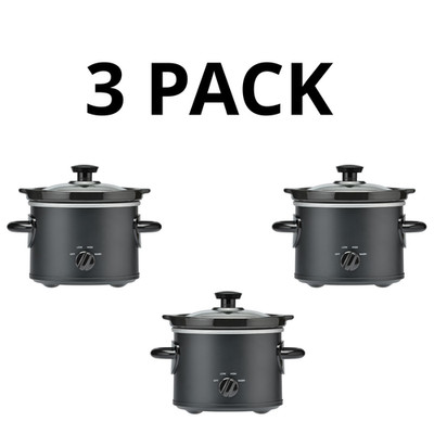 Mainstays 2 Qt Slow Cooker Matte Black Removable Stoneware Pot, 3 Pack