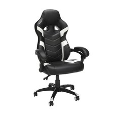 RESPAWN W109 BONDED LEATHER RACING STYLE GAMING CHAIR, WHITE DISTRESSED PKG