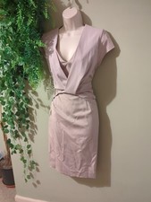 REISS Maddox Champagne Wrap Midi Pencil Dress Size 8 Formal Occasion Modal Work