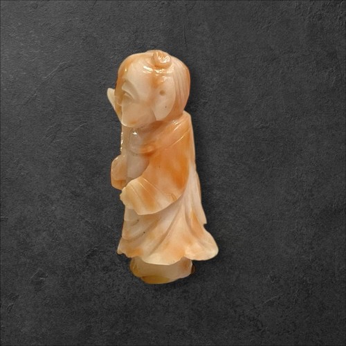 Chinese Export Carved Italian Pink Rose Momo Coral Design Figurine Angel Skin - Picture 18 of 24