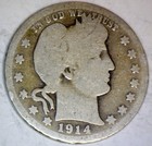1914d Barber Quarter SILVER Coin FULL BOLD DATE  LOW SHIP  NR AUCTION — photo 1