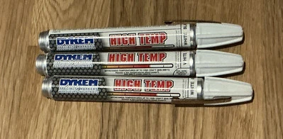 3 x Dykem HT44 White Paint Marker Pens - High Temperatures Hot, Glass Ceramic