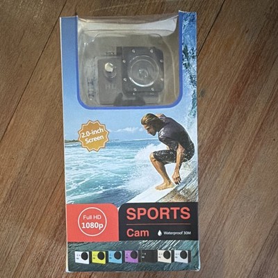Sports Cam Full HD 1080p Waterproof Action Camera Wide Angle 2.0-Inch Black