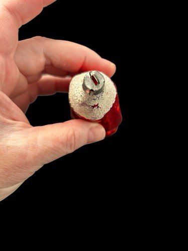 Antico Orsacchiotto Vetro Soffiato Rosso Cappello Gregge Bianco Ornamento Natale Germania - Foto 6 di 8
