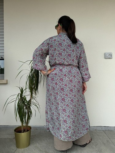 kimono di seta lungo, kimono con cintura, kimono vestaglia, kimono boho donna - Foto 13 di 13