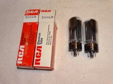 2 x 5u4gb RCA Rectifier Tubes *Black Plates*TESTED*NOS*NIB*#12