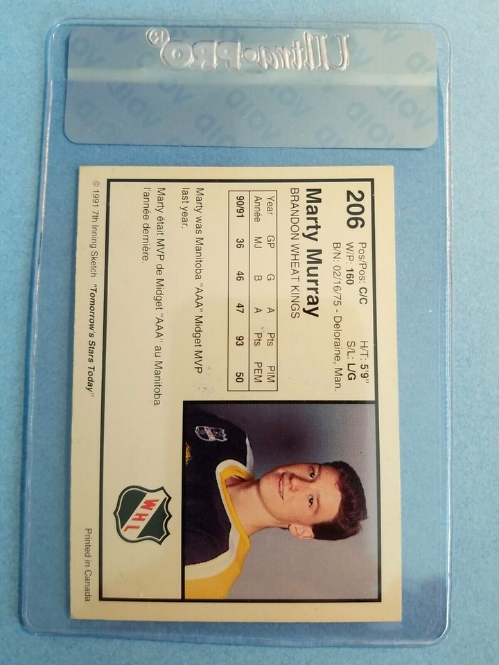 Marty Murray Brandon Wheat Kings WHL 1991 206 Autographed Hockey Card