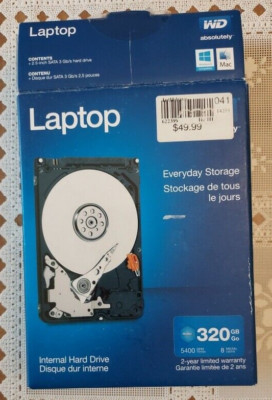WD - Mainstream 320GB Internal SATA Hard Drive for Laptops - NEW